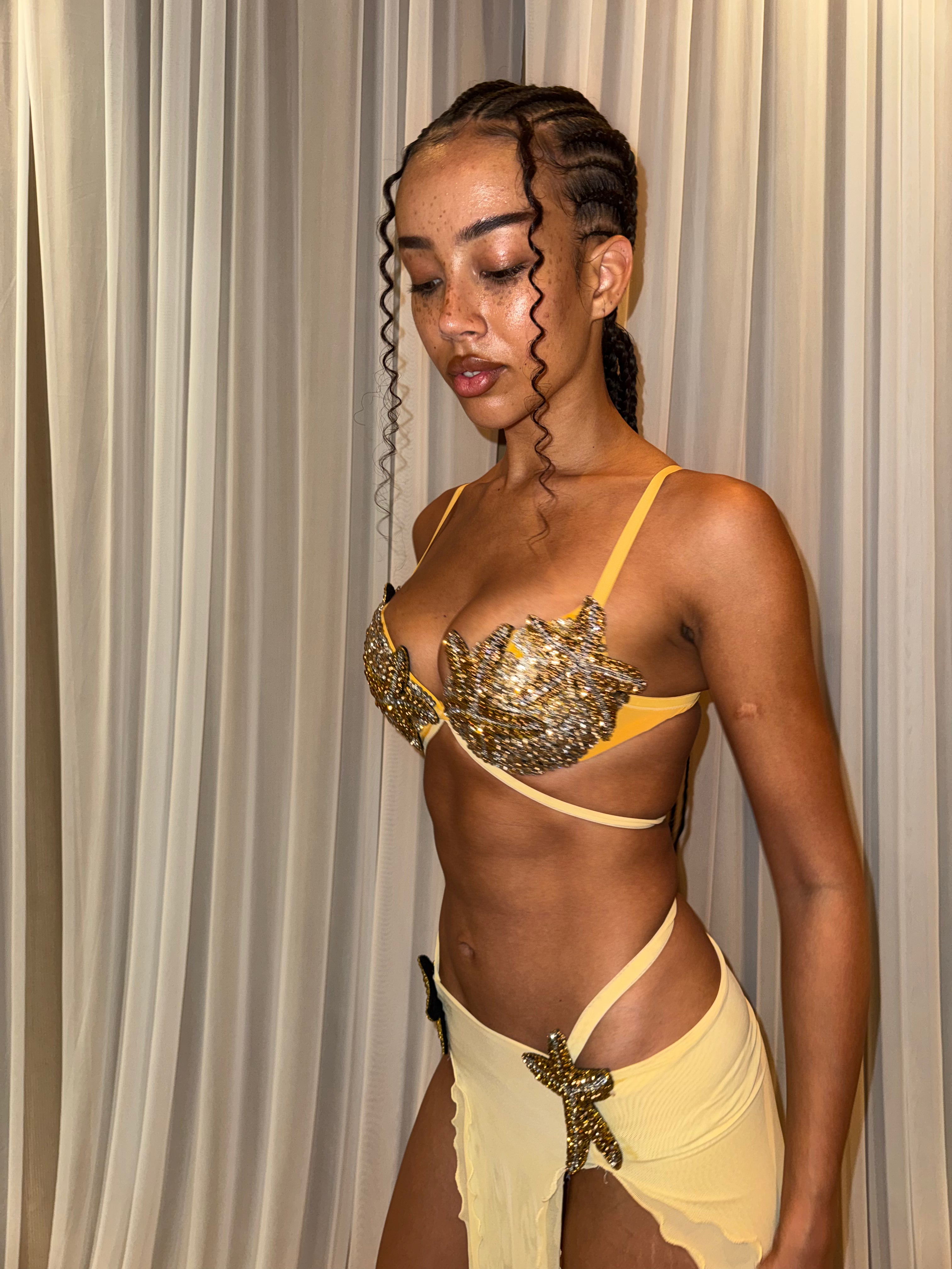 ROHMANE Siren Crystal Bra & Double-Slit Skirt in Sunset Ombré, view 4 of 11