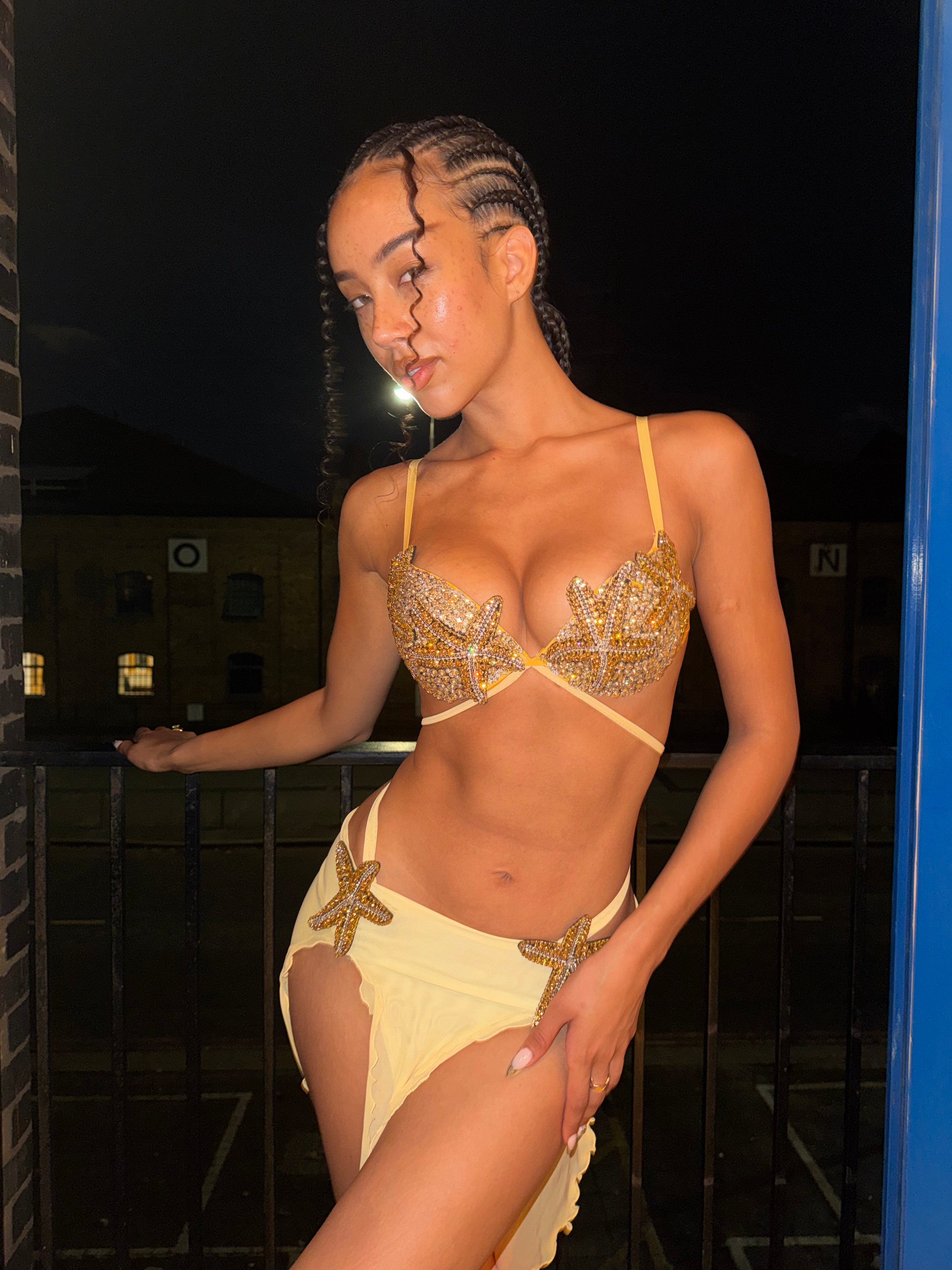 ROHMANE Siren Crystal Bra & Double-Slit Skirt in Sunset Ombré, view 5 of 11
