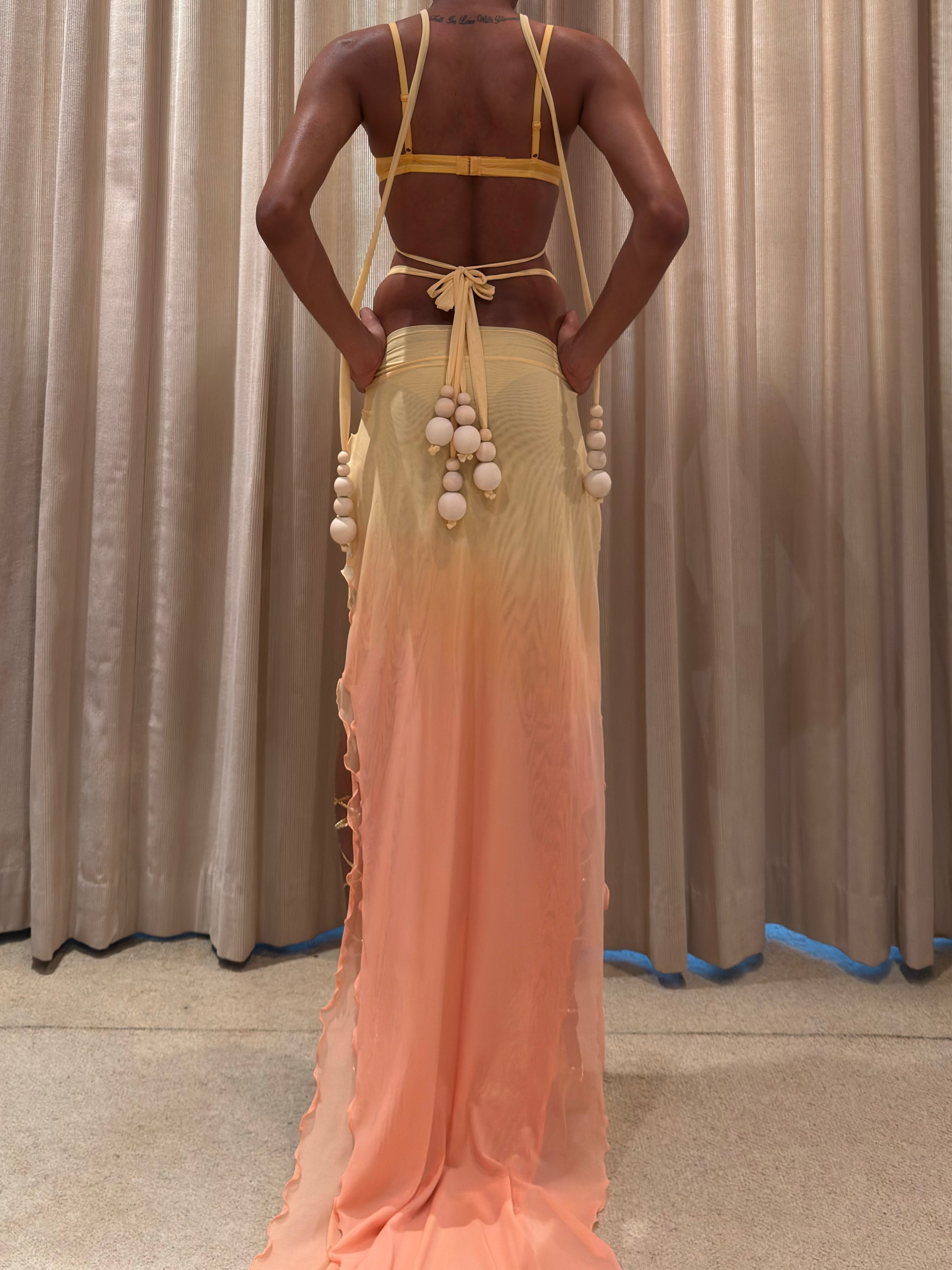 ROHMANE Siren Crystal Bra & Double-Slit Skirt in Sunset Ombré, view 8 of 11