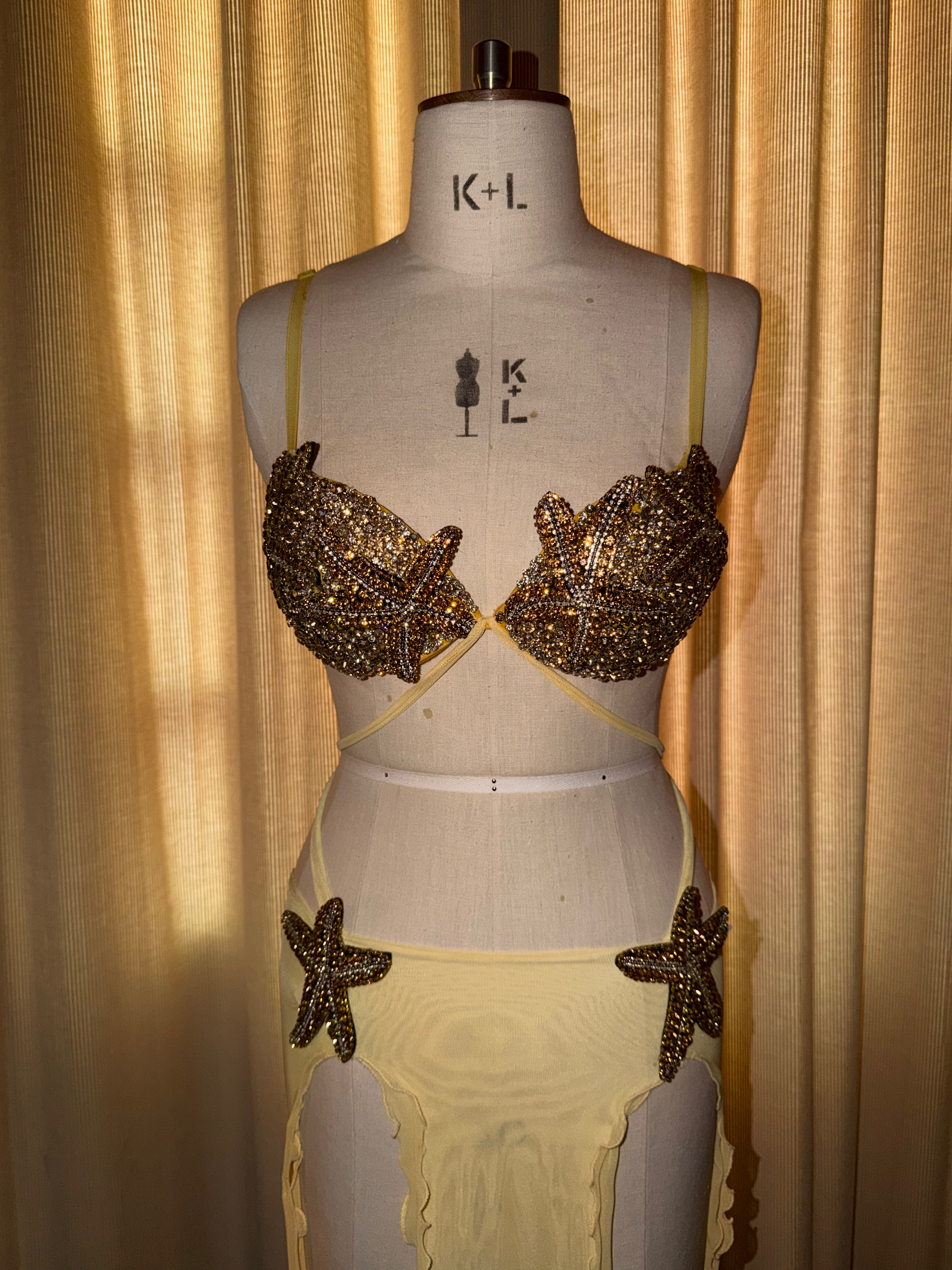 ROHMANE Siren Crystal Bra & Double-Slit Skirt in Sunset Ombré, view 10 of 11