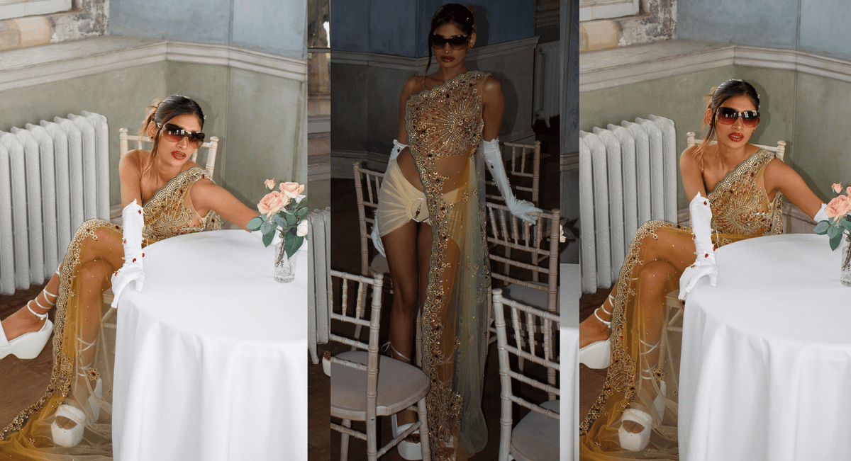 Rohmane Couture lookbook – gold embellished sheer gown