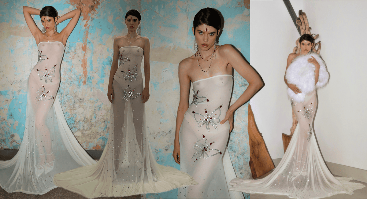 Rohmane Couture lookbook – ivory sheer embellished gown