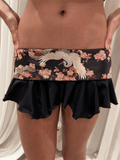 ROHMANE Crane Blossom belted micro mini skirt in black, image 1
