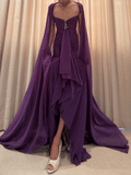 ROHMANE Amethyst Crystal Drape Gown in Deep Purple, view 1 of 7