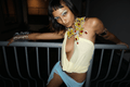 ROHMANE Crystal Butterfly Collar Top in Butter Yellow, view 1 of 6